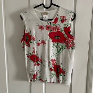 Talbots Floral Sleeveless Top - Red Poppies